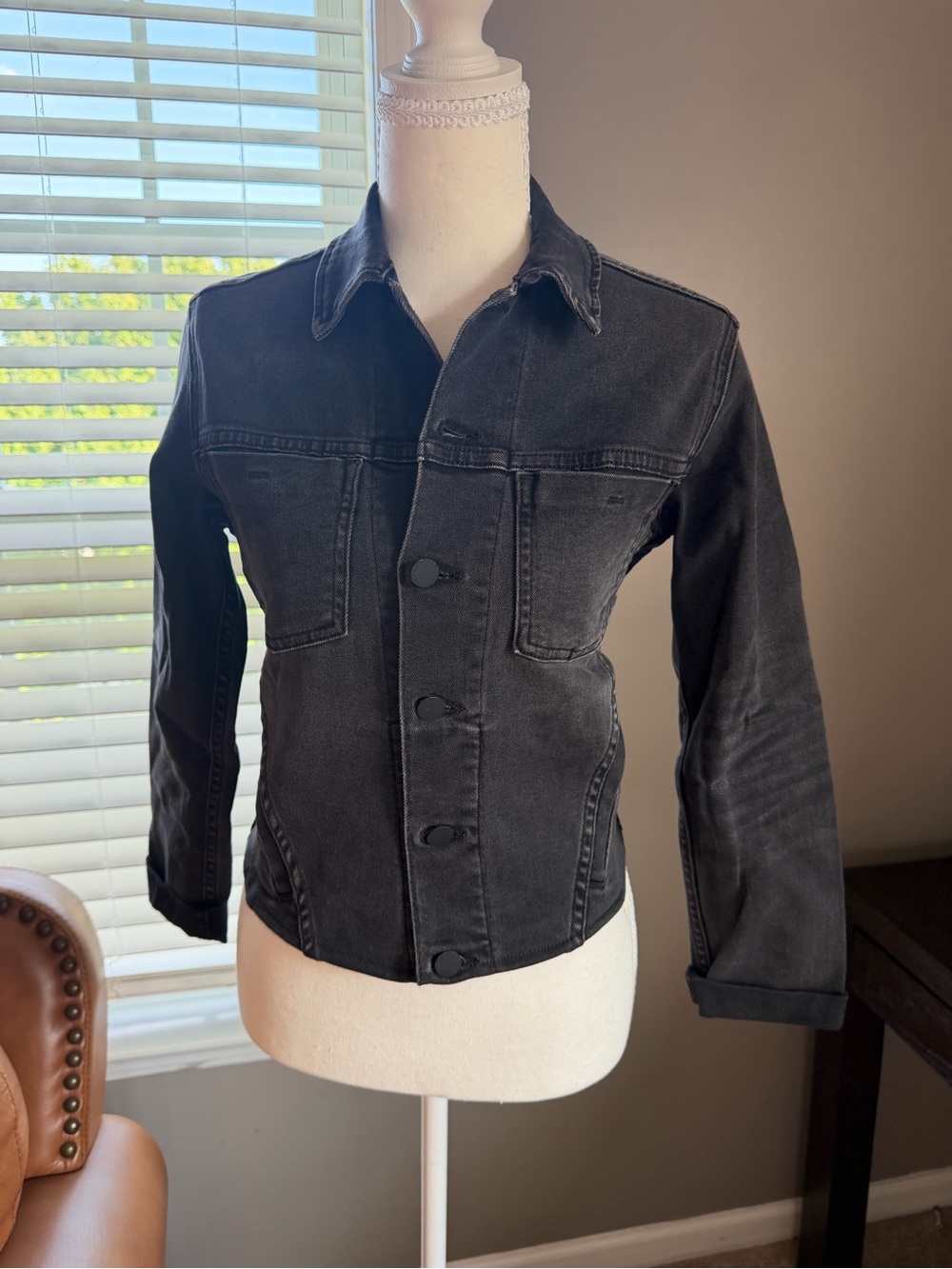 L'AGENCE Black Slim Denim Jacket